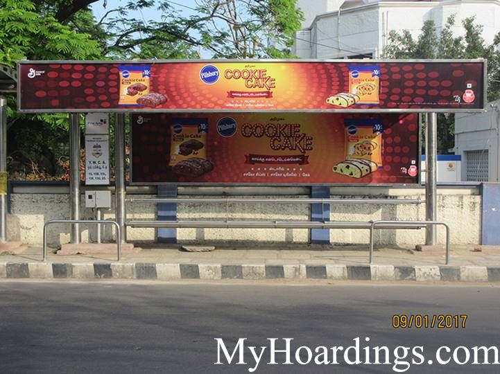 BQS Branding Agency at YWCA  Bus Stop 2 in Chennai, Hoardings Rates at Bus Stop in Chennai